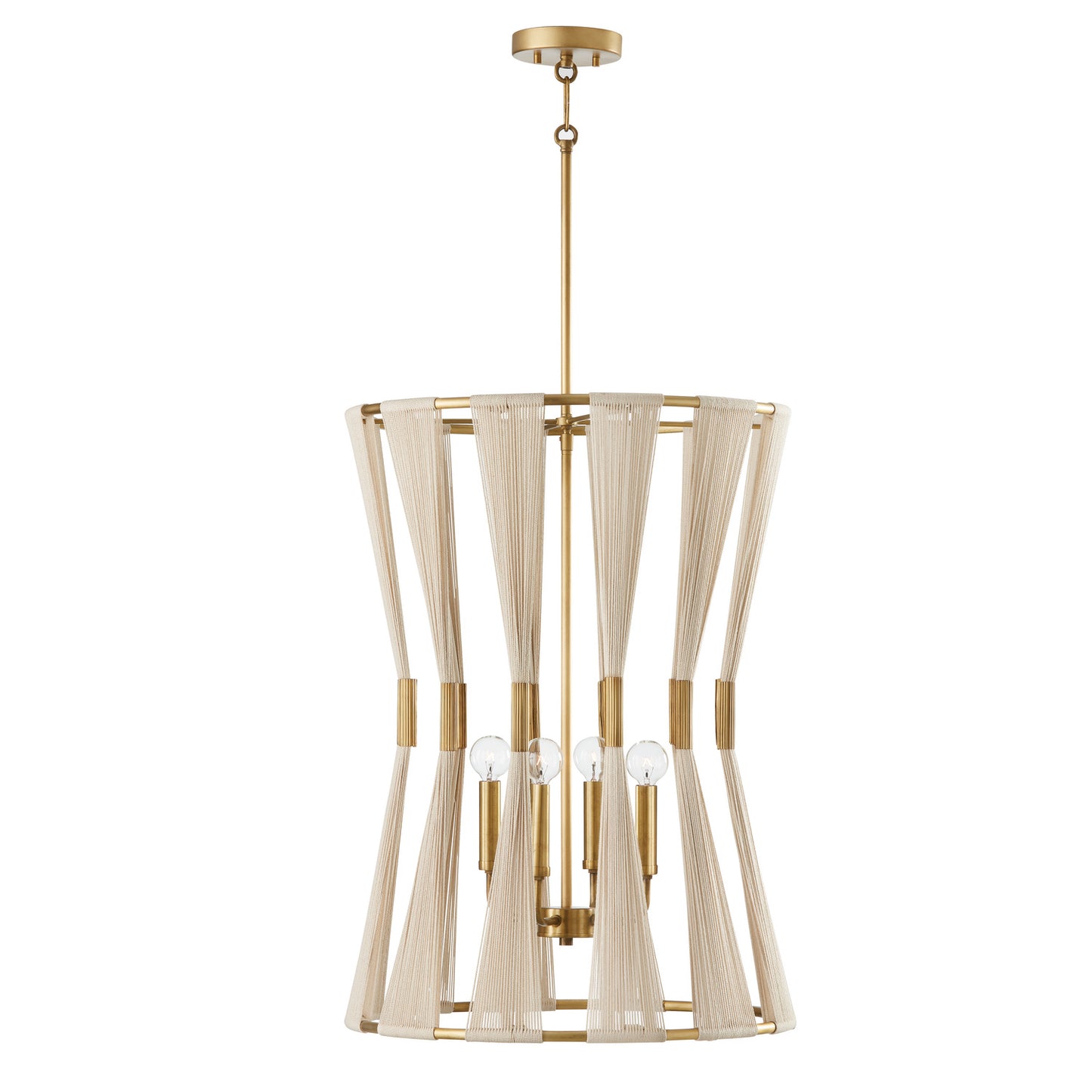Capital Lighting - 541141NP - Four Light Foyer - Bianca - Bleached Natural Rope and Patinaed Brass