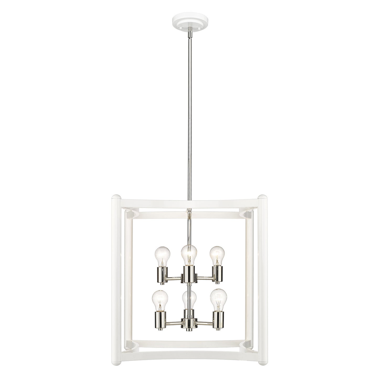 Acclaim Lighting - IN20041WH - Six Light Pendant - Coyle - White with Polished Nickel Cluster