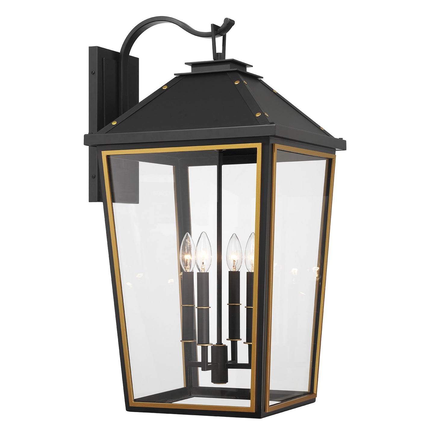 Crystorama - HAW-604-MK-TG - Four Light Outdoor Wall Sconce - Hawkins - Matte Black + Textured Gold