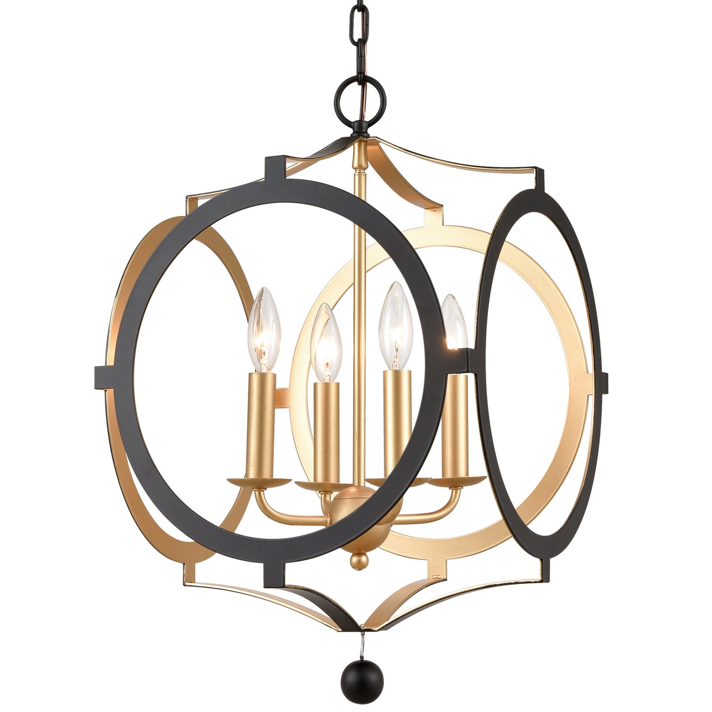 Crystorama - ODE-704-BK-GA - Four Light Chandelier - Odelle - Black + Antique Gold