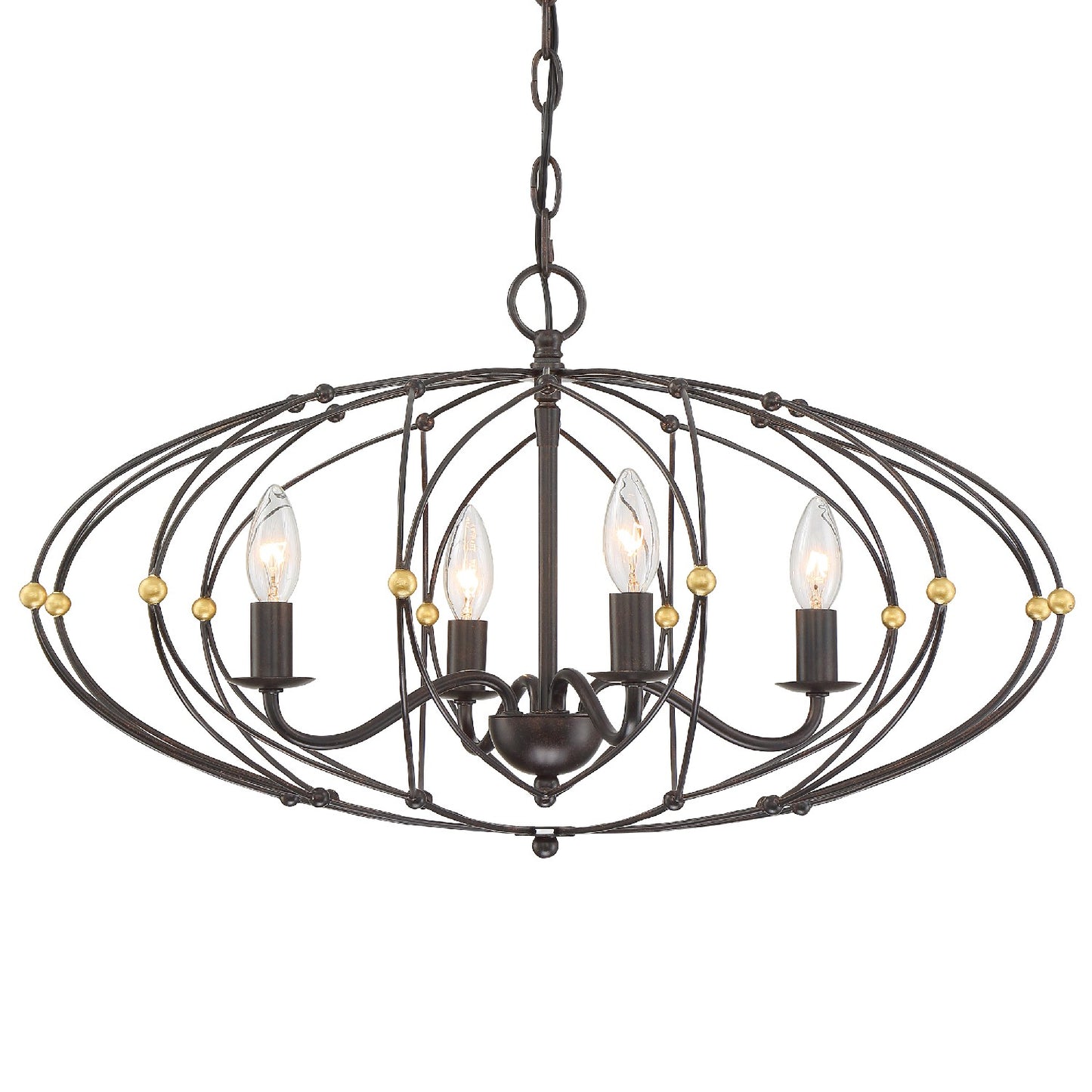 Crystorama - ZUC-A9034-EB-GA - Four Light Chandelier - Zucca - English Bronze + Antique Gold
